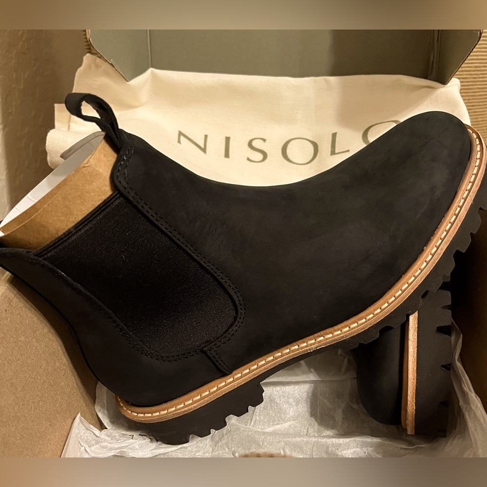 Nisolo Black Chelsea Lug Ankle Boots